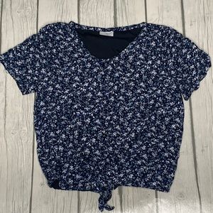 Abercrombie kids floral, print, short sleeve blouse